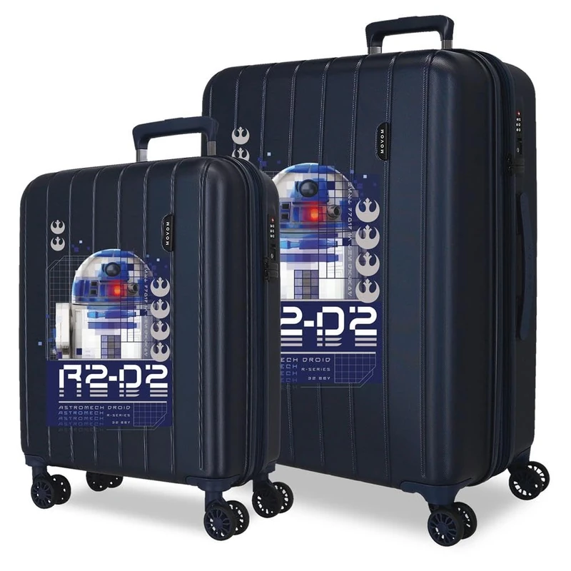 Joumma Star Wars R2D2 Suitcase Set Blue 55/65 cm Rigid 6.8 kg TSA Closure Integrated ABS 6.8 kg 109L Extendable Hand Luggage