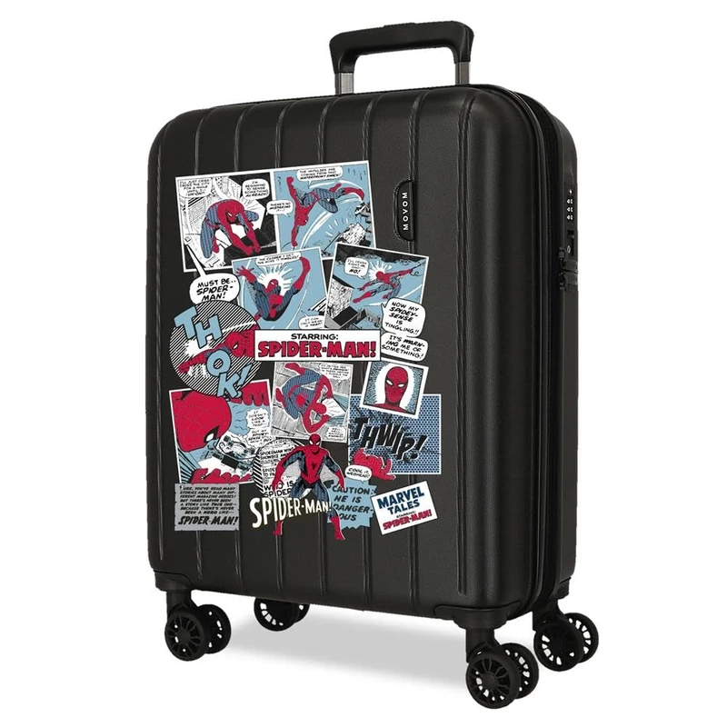 Joumma Marvel Spiderman Comic Cabin Suitcase Black 40 x 55 x 20 cm Rigid 2.8 kg TSA Closure Integrated ABS 2.8 kg 37L Extendable Hand Luggage