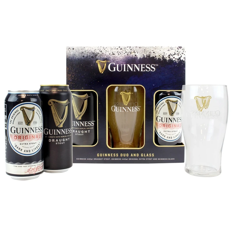 Guinness Gifts for Men, Beer Gift Set - Official Guinness 440ml Draught & Original 440ml Can and Pint Glass - Alcohol Gift Sets for Men, Gifts for Him, Dad Birthday Gifts, Valentines