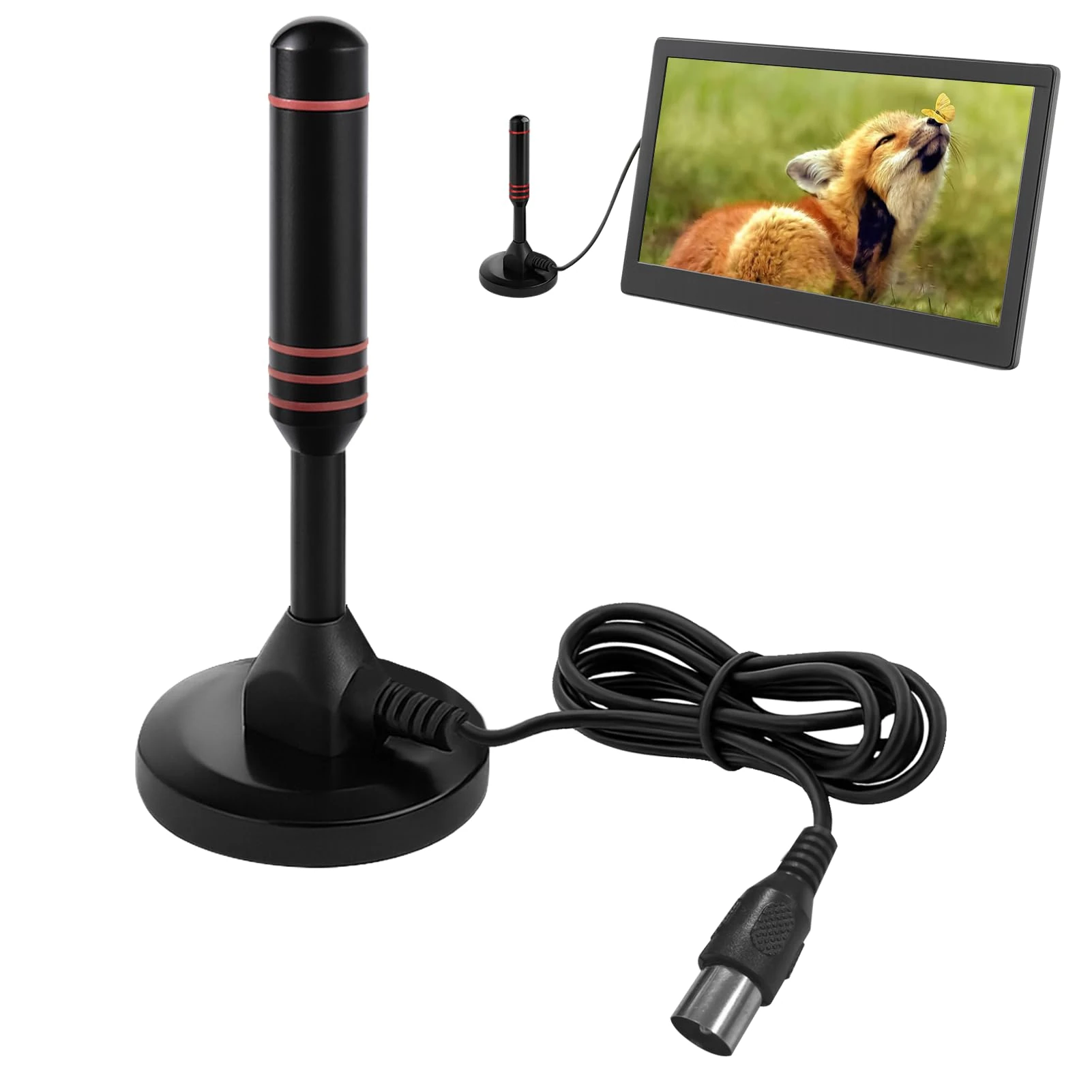 Digital TV Aerial Indoor, TV Antenna, TVs Aerial Indoor with Signal Booster Applicate to USB Television Tuner/DVB-T Television With Magnetic Base (Red Line)