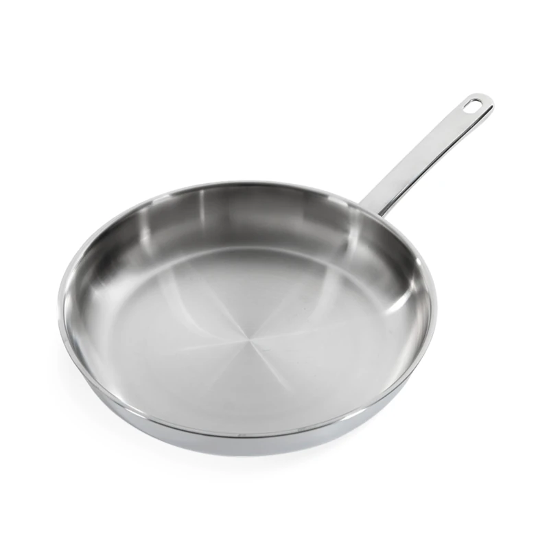 BK Bright 18/10 Stainless Steel Frying Pan, Diameter 30 cm, Professional Cooking, Uncoated, 3-Ply, Stays Cool Handle, Universal Pan, Induction, Polished Stainless Steel, Oven-Safe up to 230 °C