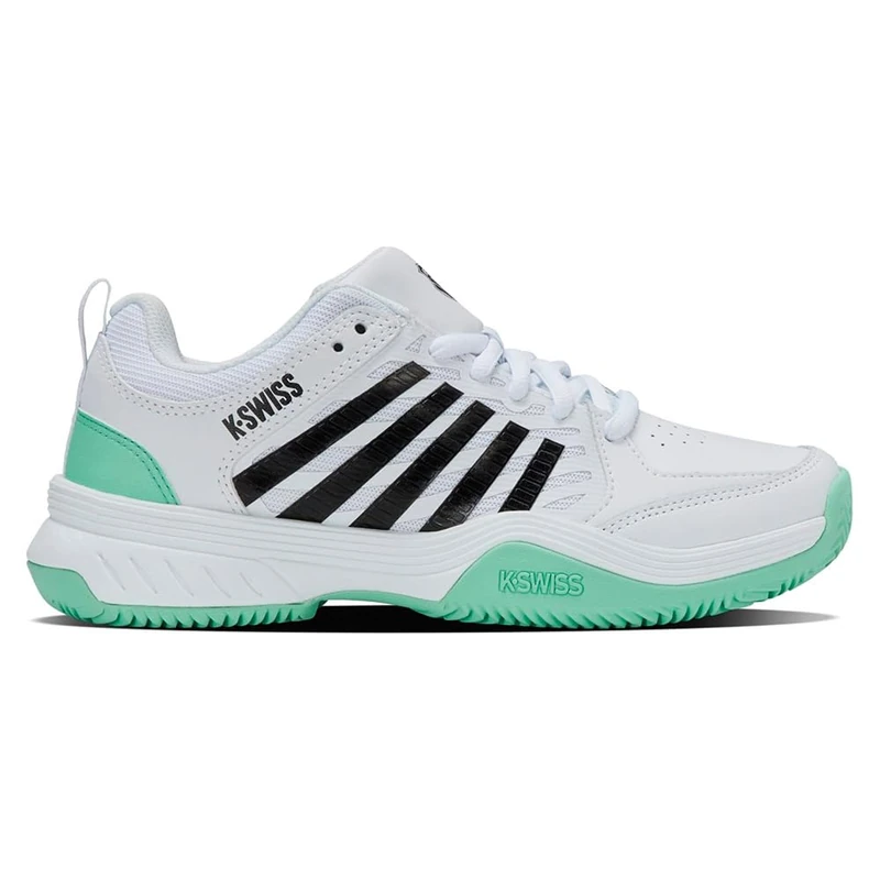 K-Swiss Womens Court Express 2 Clay Tennis Shoe, White Neon Mint Black, 8 UK