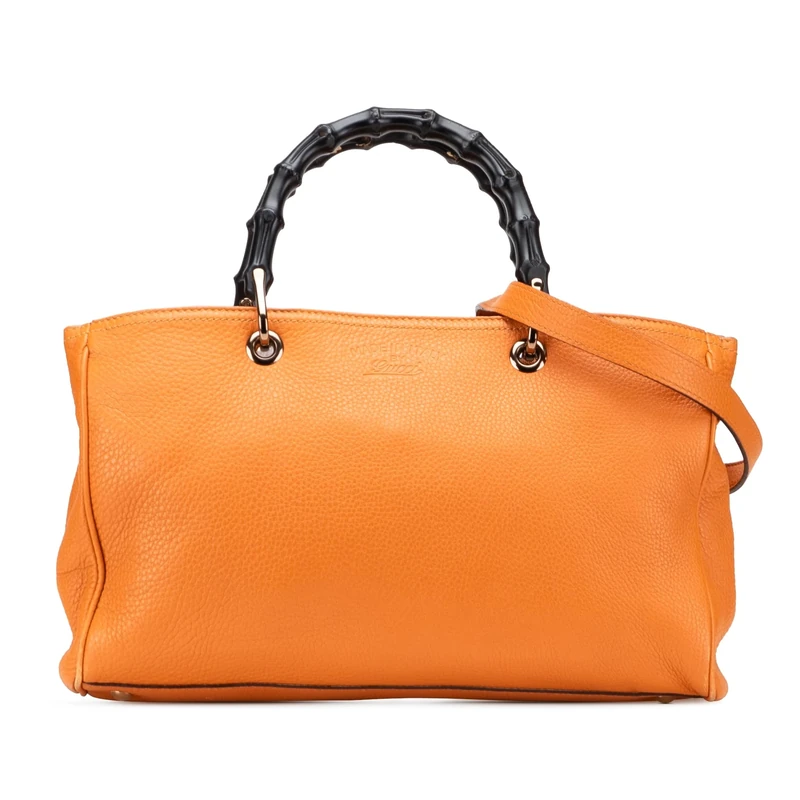 Gucci Pre-Loved Medium Calfskin Bamboo Shopper Satchel Handbag
