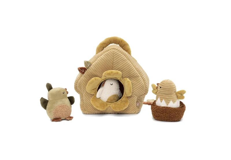 Jollein Activity Hide-and-Seek Toy – Tiny Park – Soft Birdhouse Toy with 3 Birds – Sensory Toy – Crinkling & Grabbing – Baby Toy from Birth - Image 1