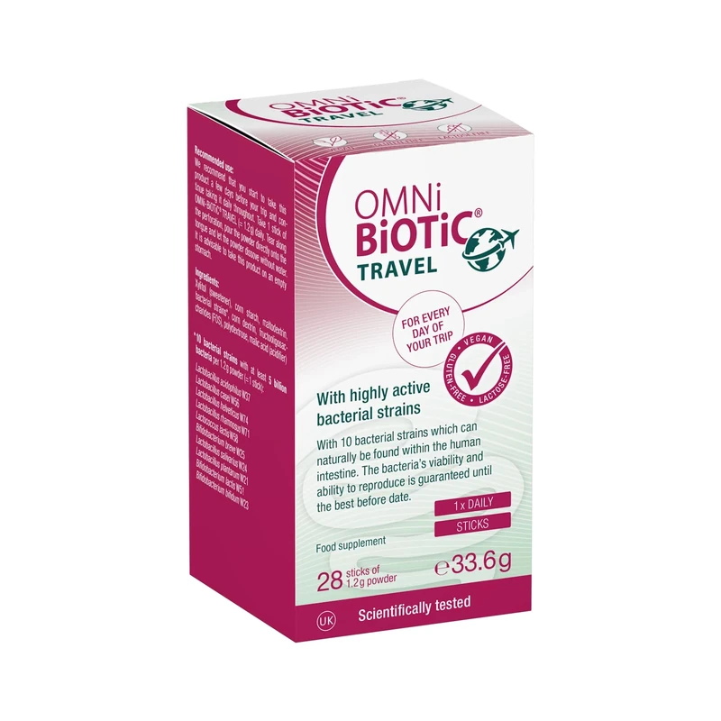 OMNi BiOTiC Travel Sticks | Probiotic for Each Day of Your Holiday | Easy to Use Without Water | Fast Dissolve - Melts on The Tongue | Neutral Taste | Vegan & Gluten-Free | 28 Sticks