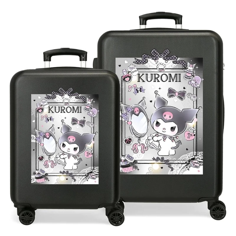 Sanrio Kuromi Dream Closer Suitcase Set, Black, 55/65 cm, Rigid, 7.54 kg, Side Combination Lock, ABS, 7.54 kg, 89 lex, Extendable, Hand Luggage