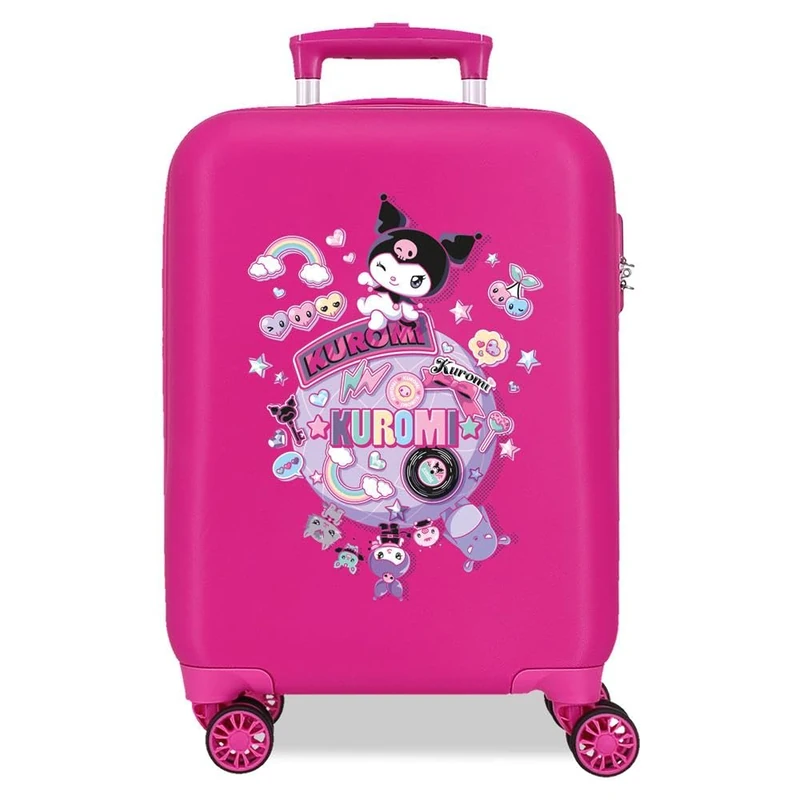 Sanrio Kuromi Around The World Pink Cabin Suitcase, 33 x 50 x 20 cm, Hard 2kg ABS 2kg 28.4L Hand Luggage