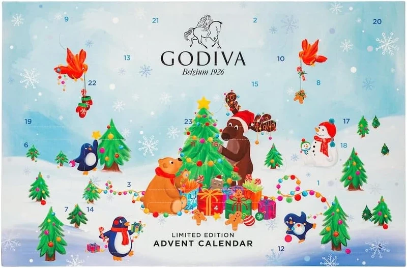 Godiva Holiday Advent Calendar Enchanted Forest 24 pcs - Premium Belgian Assorted Chocolate Gift Box - Countdown to Christmas - Special Occasion Exclusive Chocolates - New Year Holiday Treat - 227g