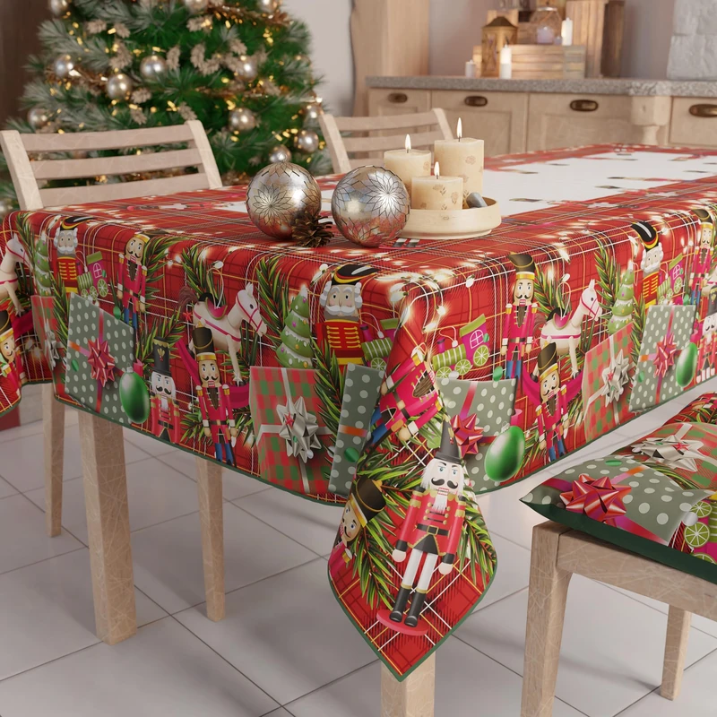 PETTI Artigiani Italiani Stain-Resistant Tablecloth Christmas – 140x300 cm Rectangular Festive Table Cover for Kitchen or Dining Table, Toy Soldiers Design – 14 Seats, 100% Made in Italy - Image 1
