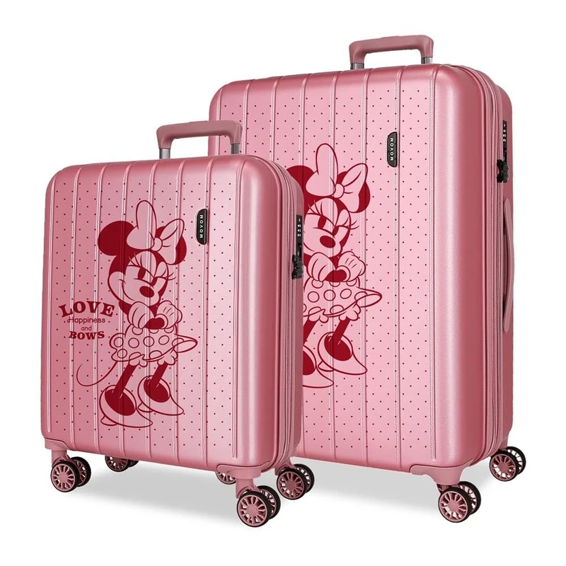 Joumma Disney Minnie Love Suitcase Set Pink 55/65 cm Rigid 6.8 kg TSA Closure Integrated ABS 6.8 kg 109L Expandable Carry-on Luggage