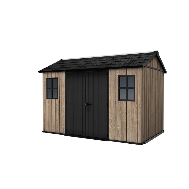 Keter Signature Apex Shed 11x7.5ft – Ashwood Brown | 14.1m³ Outdoor Storage | Wood-Effect Resin | Weatherproof, Ventilated & Raised Floor | Ideal for Bikes, Furniture & Garden Equipment
