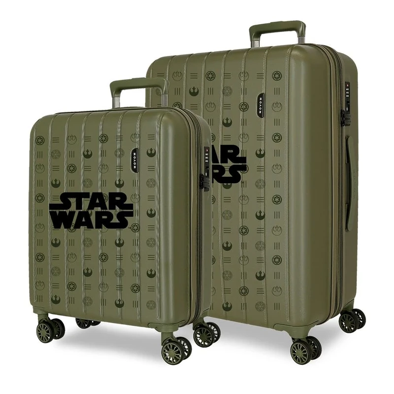 Joumma Star Wars Green Suitcase Set Green 55/65 cm Rigid 6.8 kg TSA Lock Integrated ABS 6.8 kg 109L Extendable Hand Luggage