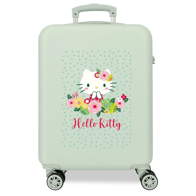 Sanrio Hello Kitty Floral Kitty Cabin Suitcase Green 38 x 55 x 20 cm Rigid 2.6 kg Combination Lock Side ABS 2.6 kg 34L Hand Luggage