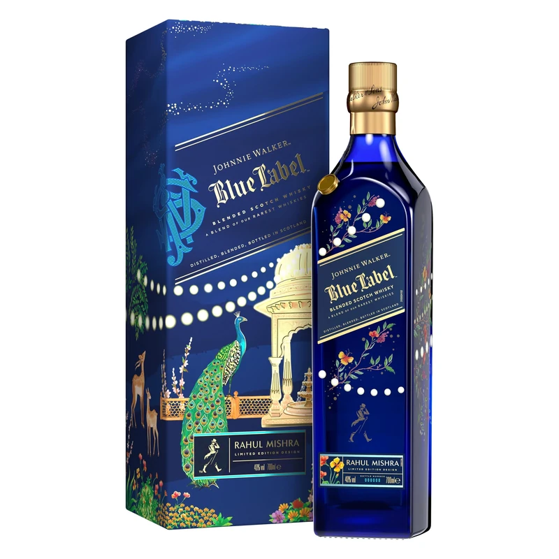 Johnnie Walker Blue Label | Limited Edition | 40% vol | 70cl | Blended Scotch Whisky | Designed by Rahul Mishra | Rich Spice & Sweetness | Dark Chocolate | Luxuriously Smoky Finish