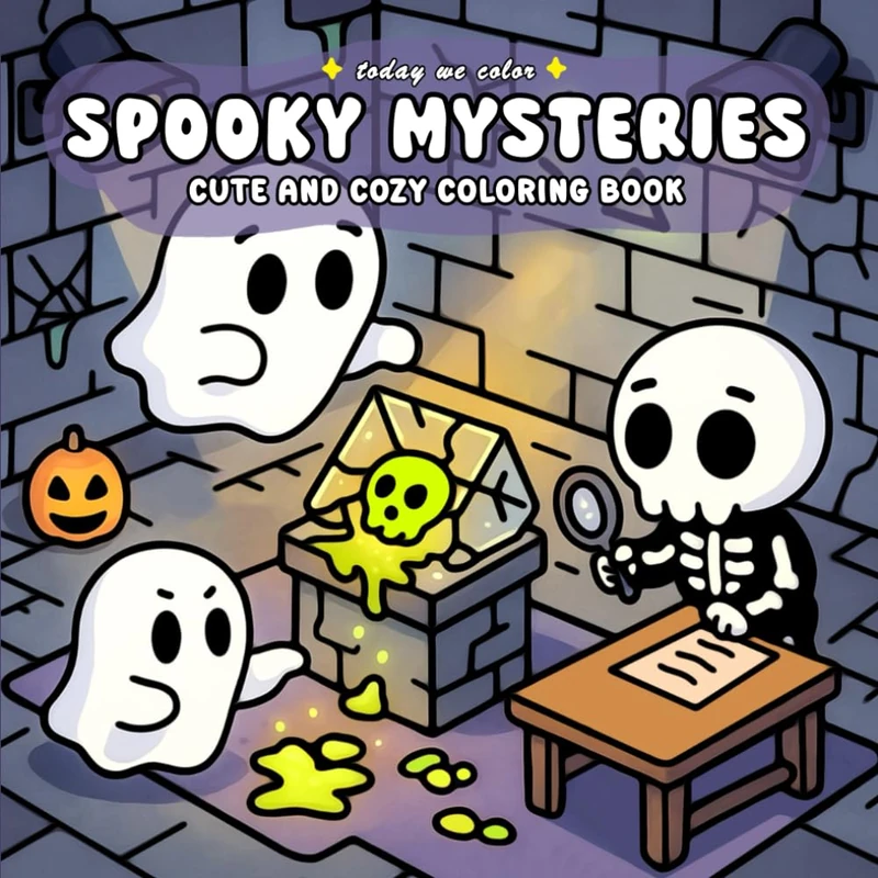 Spooky Mysteries: Cute and Cozy Coloring Book for Adults and Teens