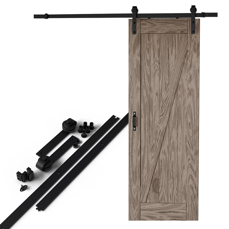 Amig - Wooden Sliding Door kit - 300 cm Black Steel Guide - Capacity 100 kg - Smooth and Resistant Movement - Easy Assembly - Mod. SD003