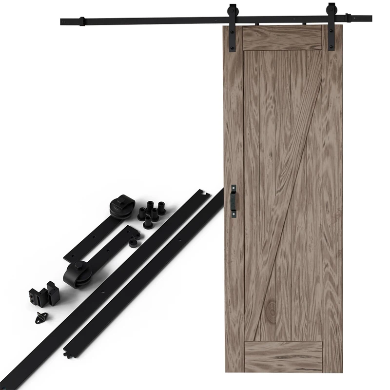 Amig - Sliding Door kit Wood - Guide 200 cm Black Steel - Supports up to 100 kg - Silent and Stable Sliding - Mod. SD003
