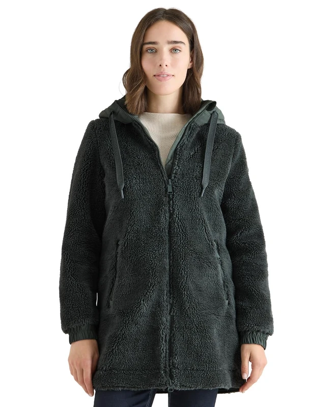 Cecil Women's 1005472 Cuddly Teddy Coat, Pastel Olive, XL