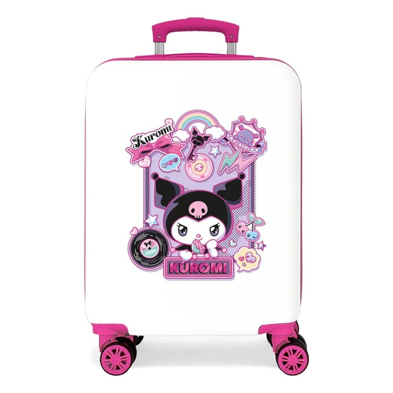 Sanrio Kuromi Wonder Cabin Suitcase, White, 38 x 55 x 20 cm, Rigid, 2 kg, Side Combination Lock, ABS, 2 kg, 35 L, Hand Luggage