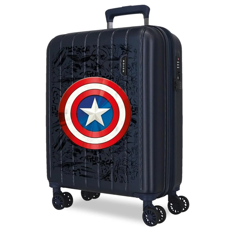 Joumma Marvel Captain America Cabin Suitcase Blue 40 x 55 x 20 cm Rigid 2.8 kg TSA Closure Integrated ABS 2.8 kg 37L Extendable Hand Luggage