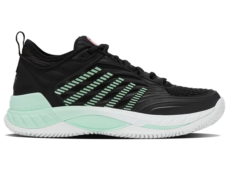 K-Swiss Women's Hypercourt Supreme 2 Clay Tennis Shoe, Black/Neon Mint/White, 6 UK