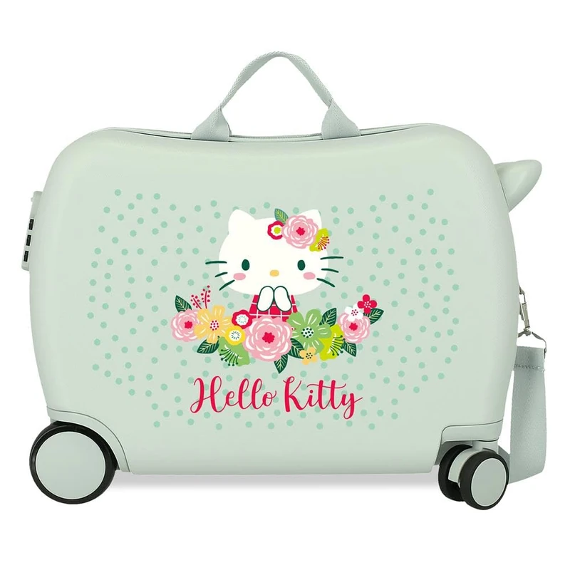 Sanrio Hello Kitty Floral Kitty Children's Suitcase, Green, 50 x 38 x 20 cm, Rigid, 2.1 kg, Side Combination Closure, ABS, 2.1 kg, 34 L, Hand Luggage