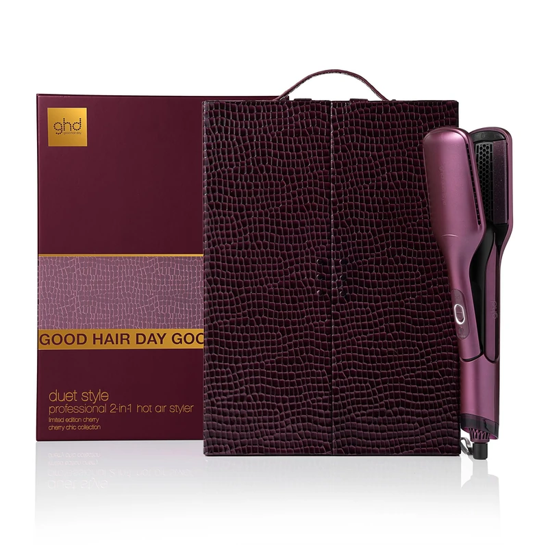 ghd - ghd Duet Style 2-in-1 Hair Straightener Set (Burgundy) - Smoothing Oil, Brush and Vanity Included - Dries and smoothes simultaneously Without Damage or frizz - Can be Used on Wet/Dry Hair