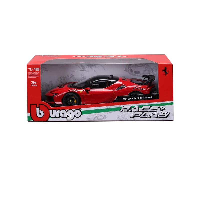 Bburago - Ferrari SF90 XX Stradale 1/18 - Rosso Corsa with Black Roof - Collectible Metal Model Car - Reduced Model - Official Ferrari Collector Edition