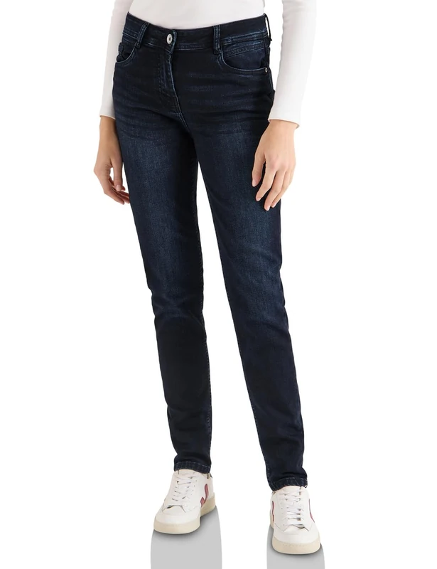 Cecil Women's 3817429 Casual fit Jeans, Dark Blue Black Washed, 27W x 32L