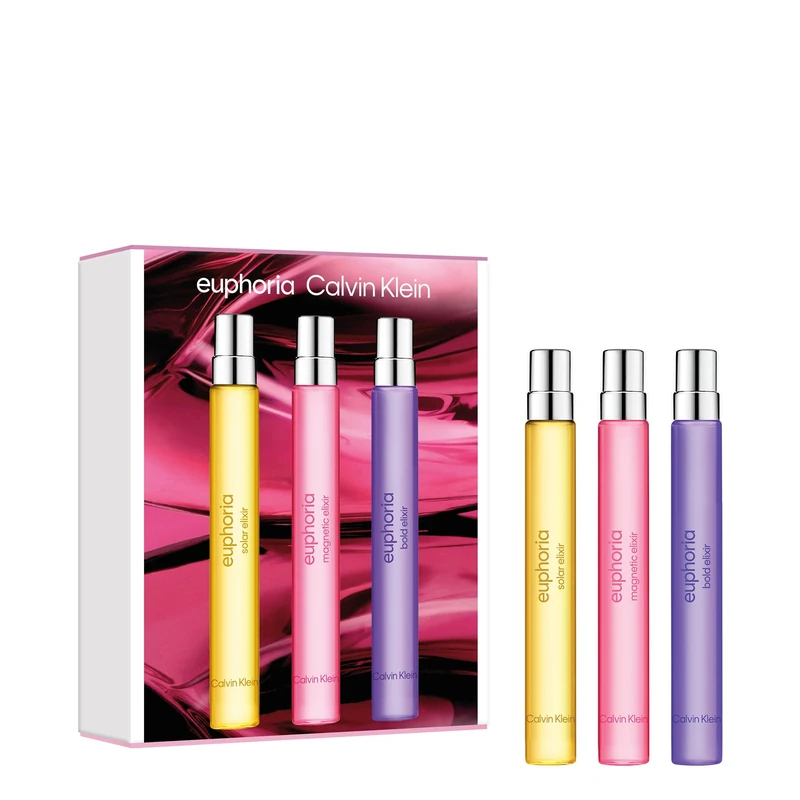 Calvin Klein Euphoria Elixir Intense Parfum Trio Set, Bold, Magnetic and Solar, Ambery Fragrance For Women with Orchid and Vanilla, 3 x 10ml Travel Set, Gift For Her, Long Lasting, Worn by Rosalía