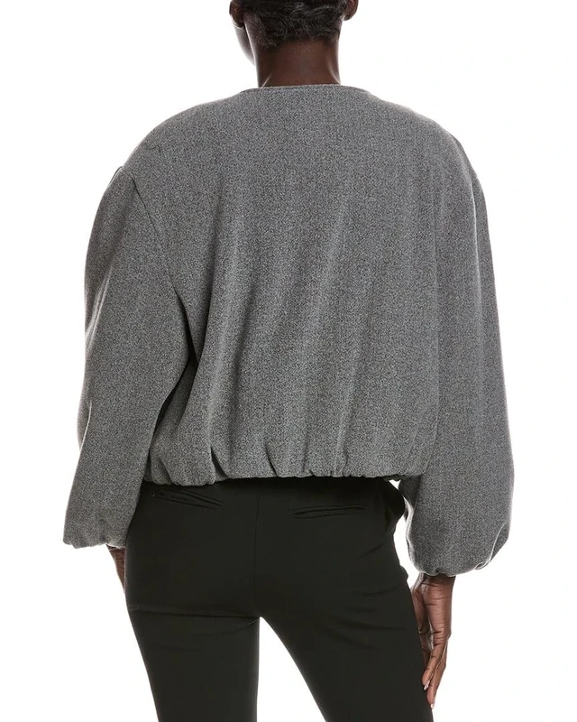 Vince Camuto Women's Cropped Long Sleeve Bubble Jacket, Medium Heather/Grey