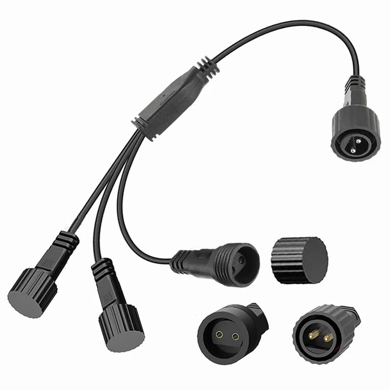 Yomistar Christmas Light Splitter IP65 Waterproof Christmas Lights Connector 2 Pin 1 to 3 Splitter Connector for Xmas Lights Indoor Outdoor Decorative Light