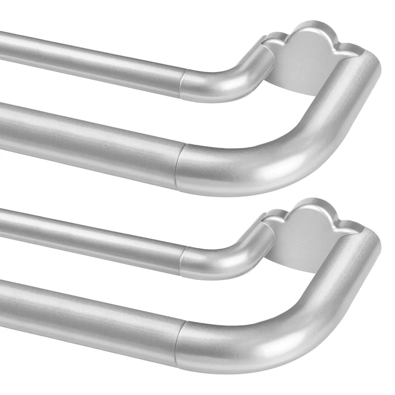 HOTOZON Double Curtain Rods for Windows 2 Pack 32 to 58 Inches, Silver
