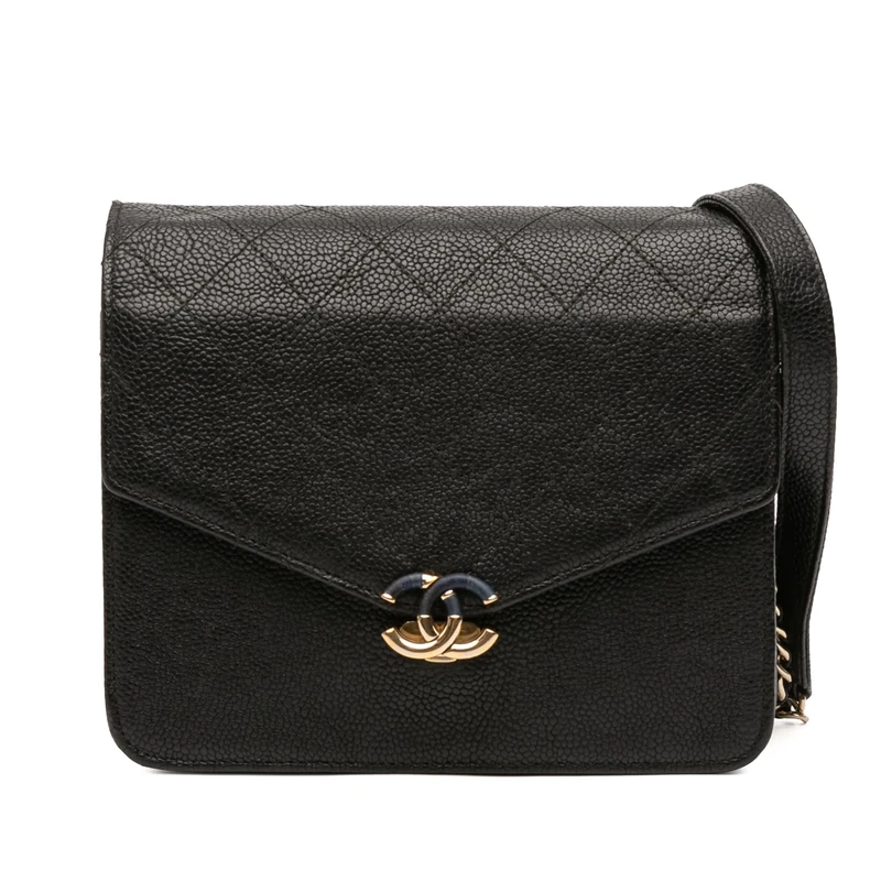 Chanel Pre-Loved Paris Cuba Square Quilted Caviar Thread Around Wallet On Chain Handbag Crossbody Bag