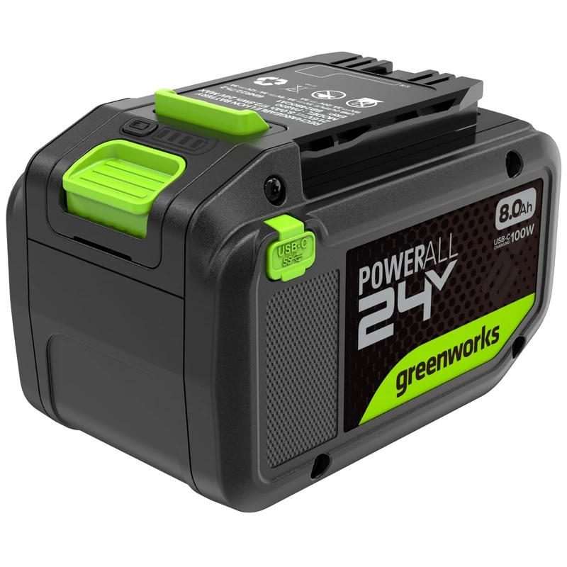 Greenworks PA800 24V 8Ah Battery High Power USB-C (Li-Ion 24V 8.0Ah Rechargeable Powerful Battery Suitable for All 200+ Greenworks 24V Devices)