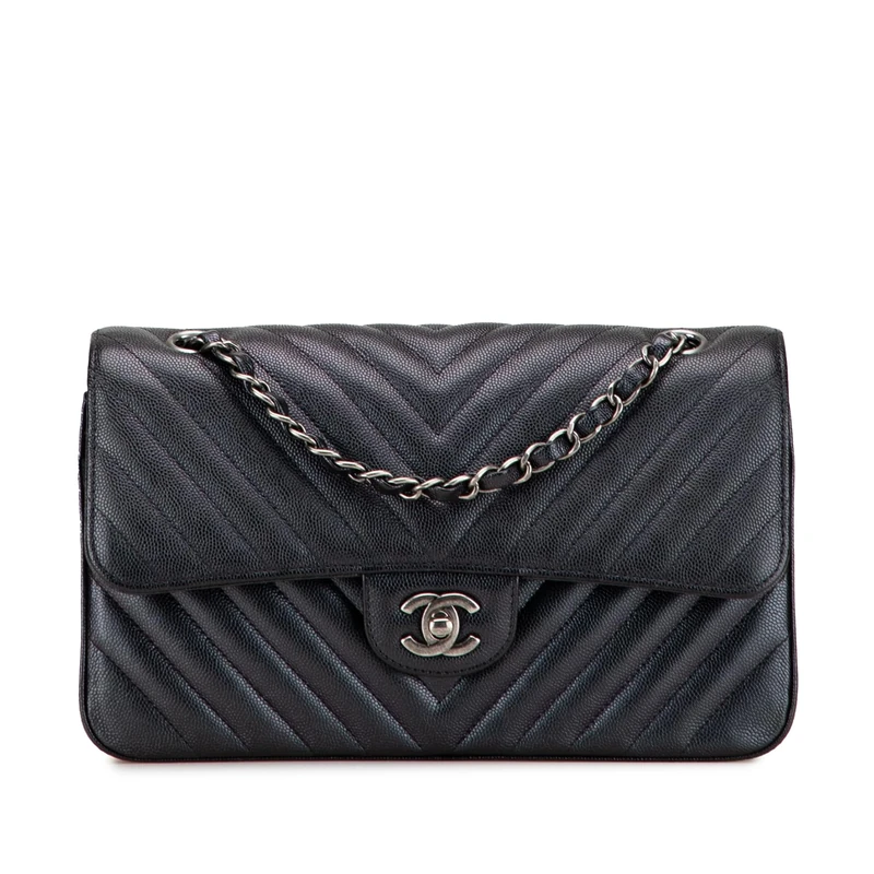 Chanel Pre-Loved Medium Classic Chevron Caviar Double Flap Shoulder Bag