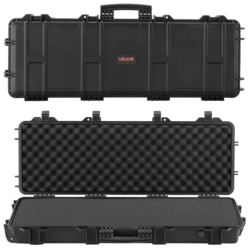 VEVOR Hard Rifle Case, Lockable Rifle Case with Pre-Cut Foams, 1016 mm Gun Storage with Wheels, IP67 Waterproof & Dustproof Movable Large Pistol Storage for Rifles, Shotguns, Airsoft Guns, Black