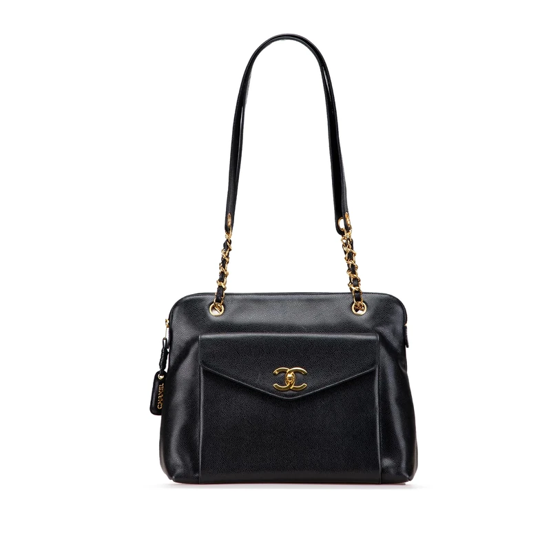 Chanel Pre-Loved Caviar Front Pocket Chain Tote Bag