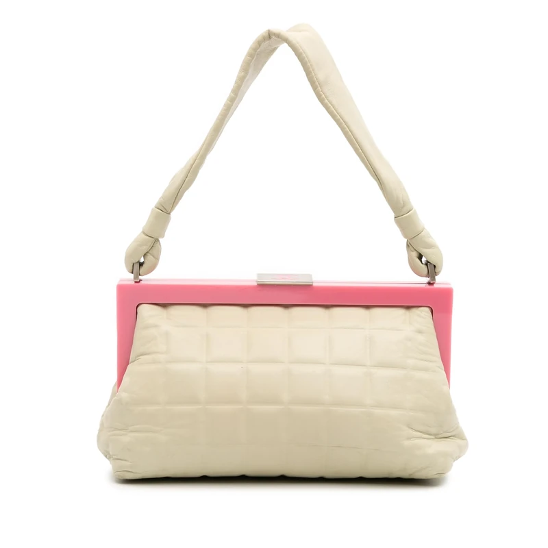 Chanel Pre-Loved Chocolate Bar Lambskin Frame Bag Handbag