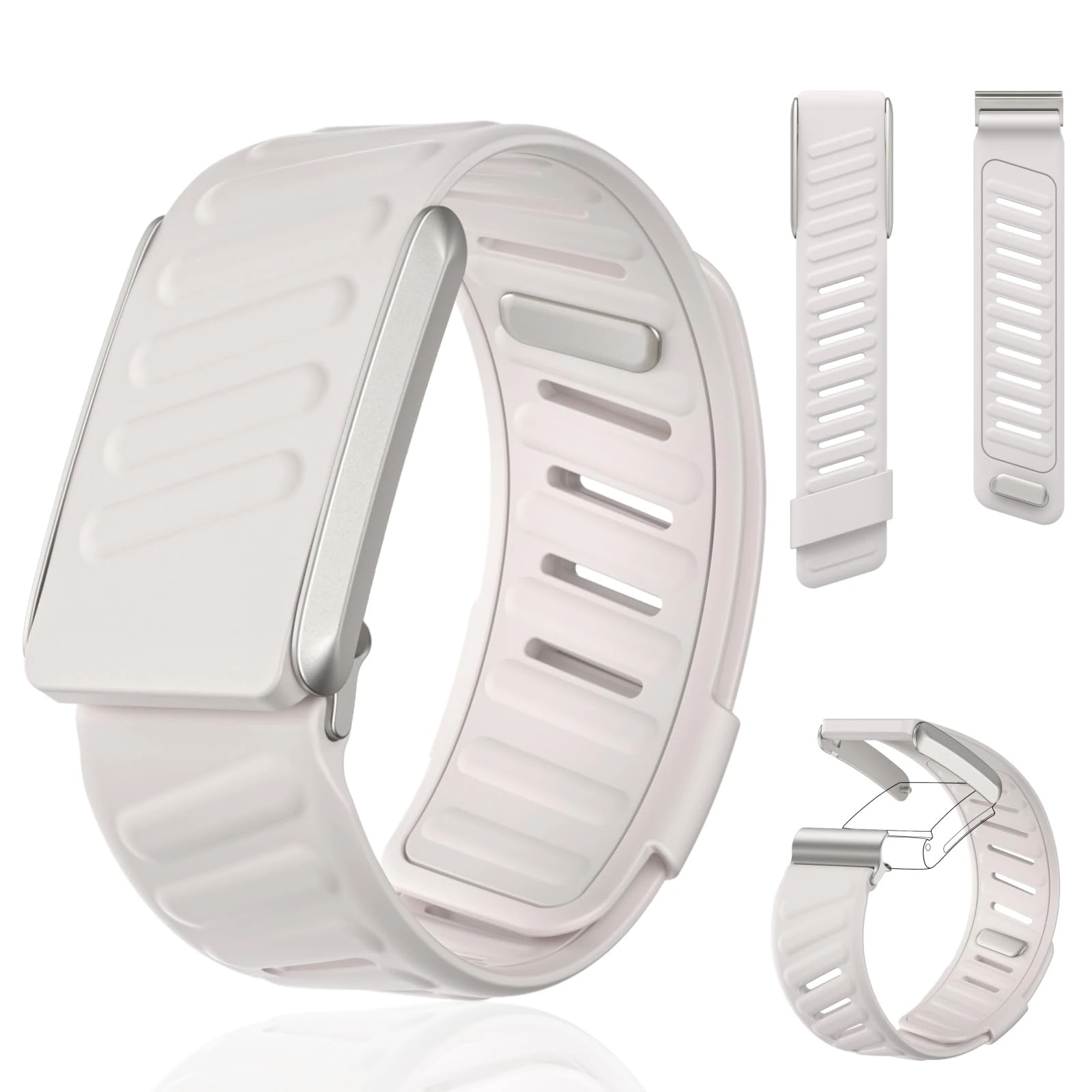 Durable Soft Silicone Sports Wristbands for Events, Personalized Silicone Wristband Compatible with WHOOP 5, Wrist Bands for Men and Women, Event Wristband with Metal Frame Connector #Starlight Color