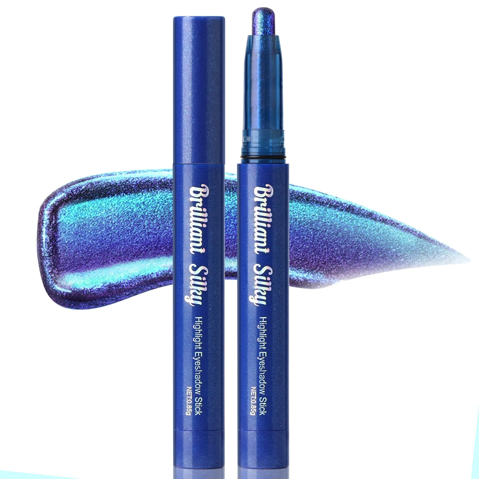 Noerrors Chameleon Eyeshadow Stick, Glitter Multichrome Duochrome Cream Eyeshadow Metallic Holographic Color Shift Highlighter,Smooth Iridescent Purple Blue Mermaid Long Lasting Sparkly Eye Makeup#09
