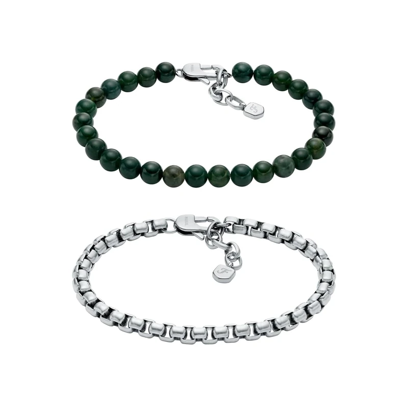 Fossil Men's Silver-Tone Stainless Steel Bracelet, JF04940SET