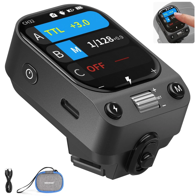 NEEWER QZ-S TTL Wireless Flash Trigger Transmitter Compatible with Sony Cameras, 1/8000s HSS TCM Switch, 1000mAh Battery, OLED for 2.4G Q System, for Z3, Z2PRO, Z2II, Z2, Z880, Q6, Q4, Q300, Q200