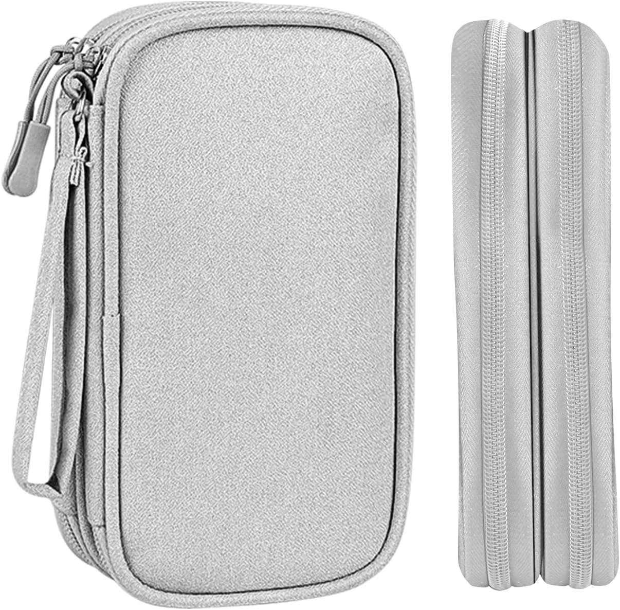 Travel Cable Organiser Bag, Portable Electronics Travel Organizer Tech Pouch, Universal Cord and Travel Gadgets Cable Pouch for Cables Power Bank Earphone USB Drive Hard Disk (double-layer, Grey)