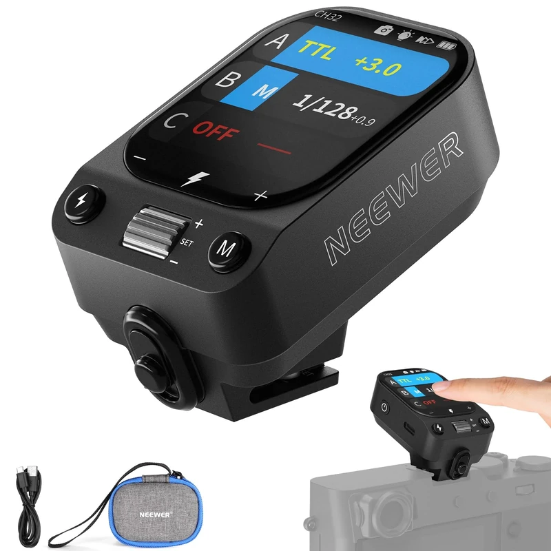 NEEWER QZ-F TTL Wireless Flash Trigger Transmitter Compatible with Fujifilm Cameras, 1/8000s HSS Switch, 1000mAh Battery, OLED Touchscreen for 2.4G Q System Z3 Z2PRO Z2II Z2 Z880 Q6 Q4 Q300 Q200