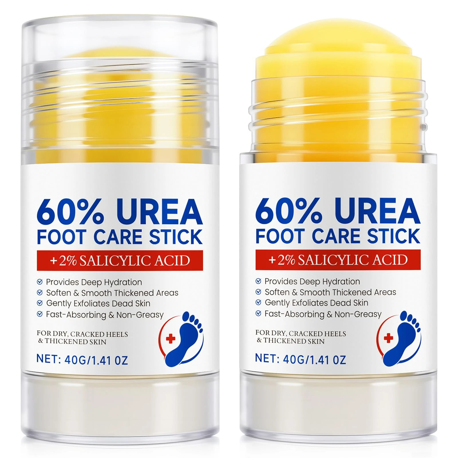 Urea Foot Cream, Urea Cream 60 Percent for Feet, Foot Cream for Cracked Heels, Knees, Elbows, Hands, Exfoliating Dead Skin, Repairs and Hydrates Feet, Foot Care Cream Moisturizer 2 PCS