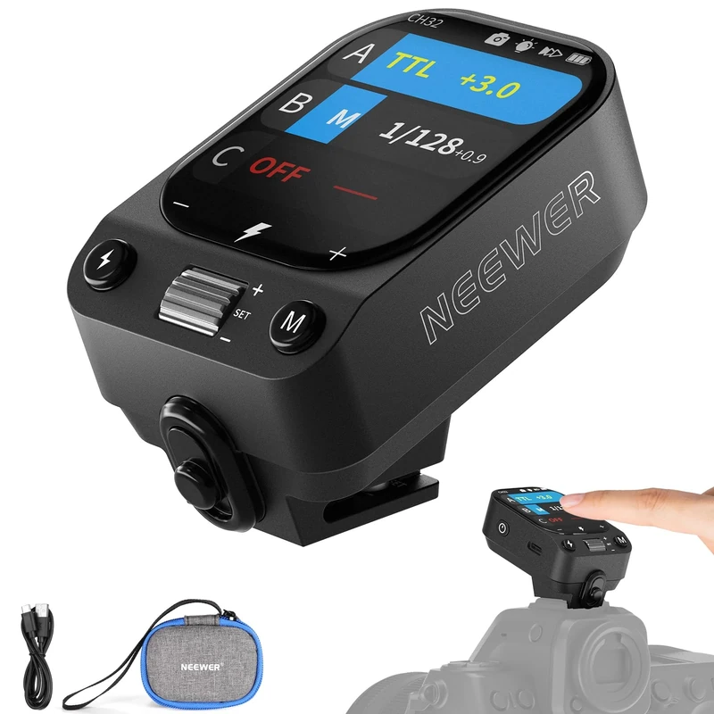NEEWER QZ-N TTL Wireless Flash Trigger Transmitter Compatible with Nikon Cameras, 1/8000s HSS Switch, 1000mAh Battery, OLED Touchscreen for 2.4G Q System Z3 Z2PRO Z2II Z2 Z880 Q6 Q4 Q300 Q200