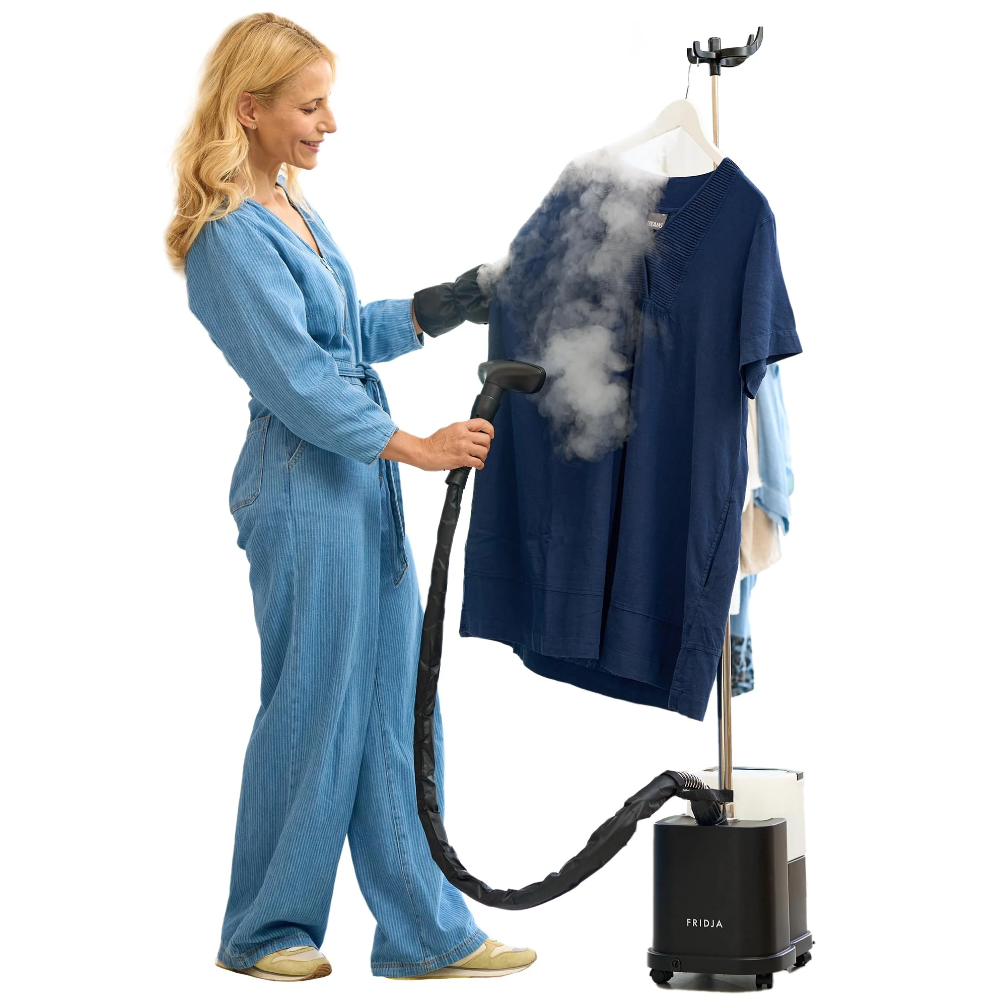 Fridja f1600 Commercial Clothes Steamer - Powerful 2200W Premium Garment Steamer Machine - Dual Steam Settings & 4L Water Tank for Rapid Wrinkle Release - Suitable for All Fabrics - Matt Black