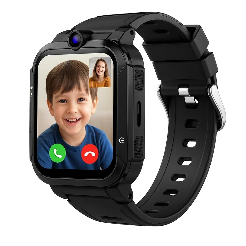 NB Children's Kids Smartwatch Can Insert SIM Card, LBS + WiFi + GPS Tracker, Watch with 4G Functions, SOS Emergency Call, Phone Call, Video Calls, Chat, SMS, School Mode, Children's Watch for (Black)