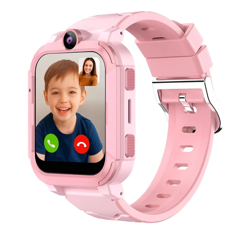 NB Children's Kids Smartwatch Can Insert SIM Card, LBS + WiFi + GPS Tracker, Watch with 4G Functions, SOS Emergency Call, Phone Call, Video Calls Chat, SMS, School Mode, Children's Watch for (Pink)